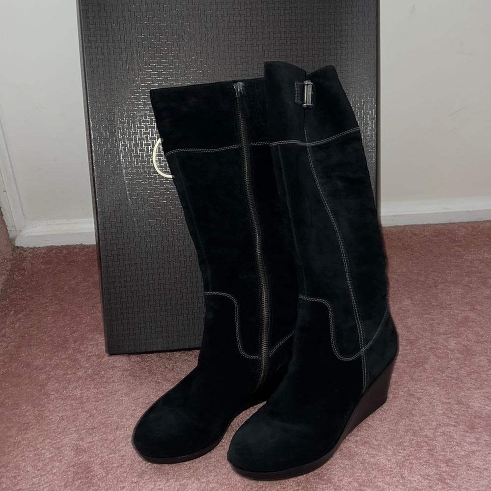 Coke Haan Air Tali Black Suede Boot size 9 WATERPROOF